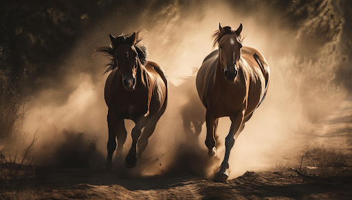 two-horses-running-with-dust-kicked-up